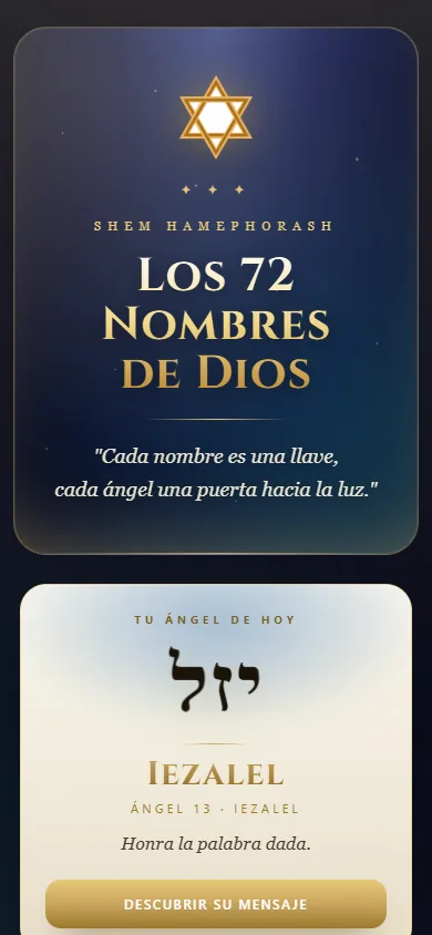 Pantalla de inicio con el ángel del día